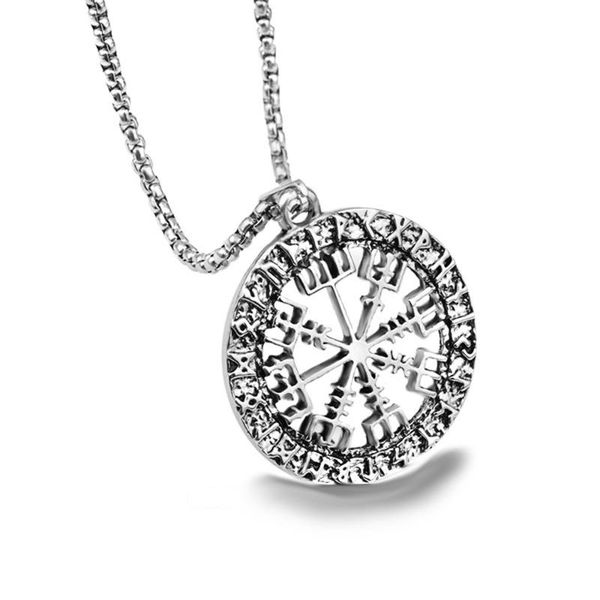 

vintage hip-hop jewelry viking norse necklace men amulet talisman men women chain pendant jewelry, Silver