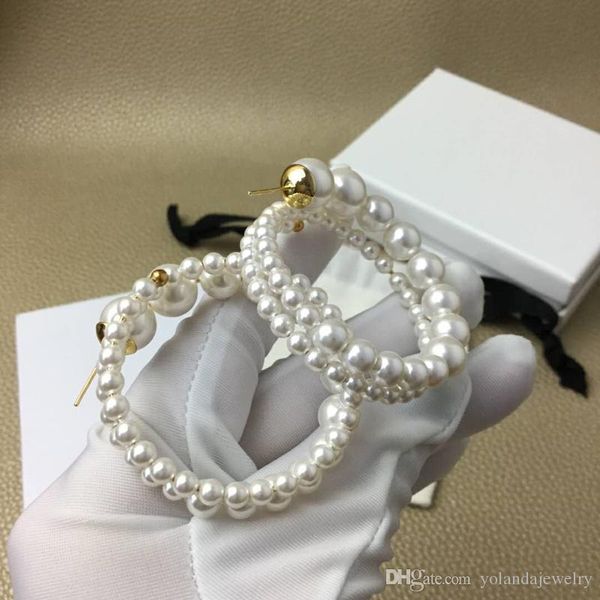 

new fashion popular women earrings yellow gold plated pearl earrings for girls women for party wedding nice gift for friend, Golden;silver