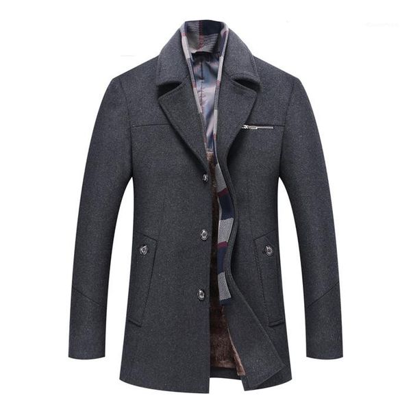 

длинные рукава покрытый кнопка coat мужской slim fit твердые повседневная одежда mens отворотом шеи шерстяное пальто осень, Black