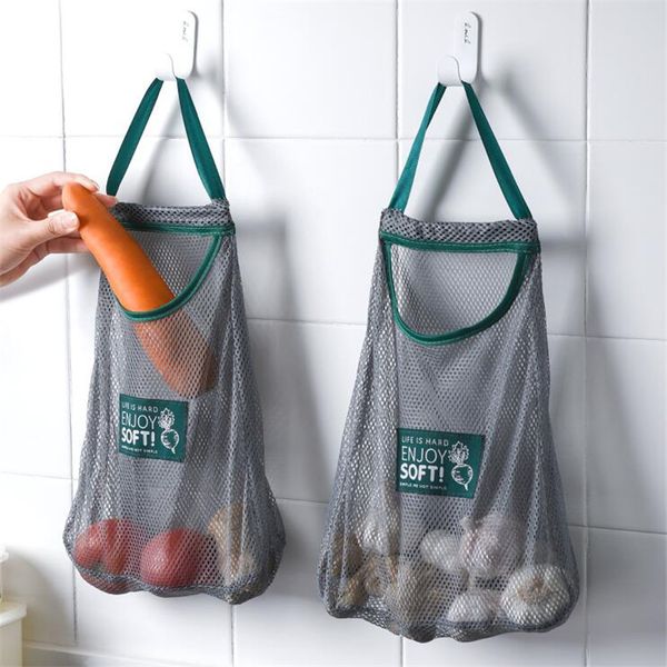 

high capacity reusable mesh bags for fruit and vegetables breathable garlic ginger hanging pocket onion holder kitchen organizer