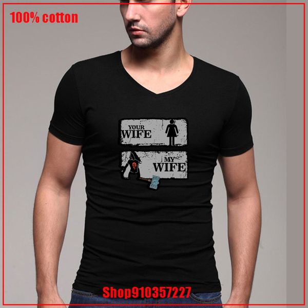

your wife my wife mother v-neck color diversified couple t-shirts charismatic guy t shirts for men big size printed tees