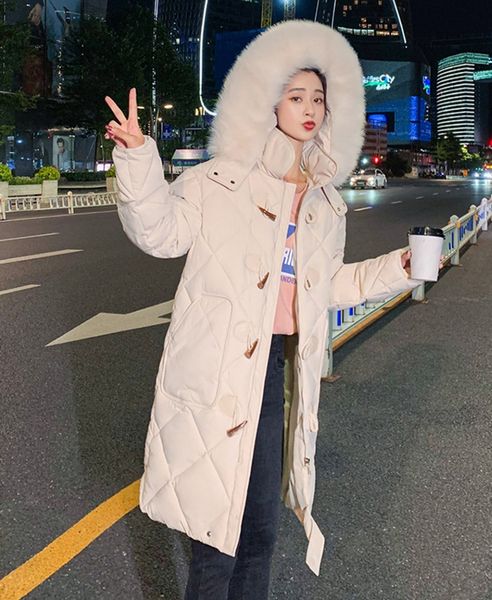 

2020 winter designer luxury women down jacket European American big fur collar loose hooded thickening fashion casual down jacket long coat, 4.2