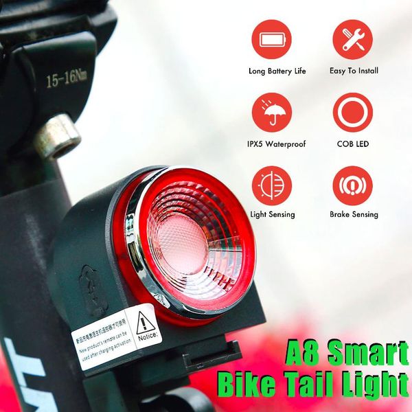 

remote control smart bicycle light with anti thief alarm usb rechargeable bike led tail lamp cycling security ipx5 waterproof