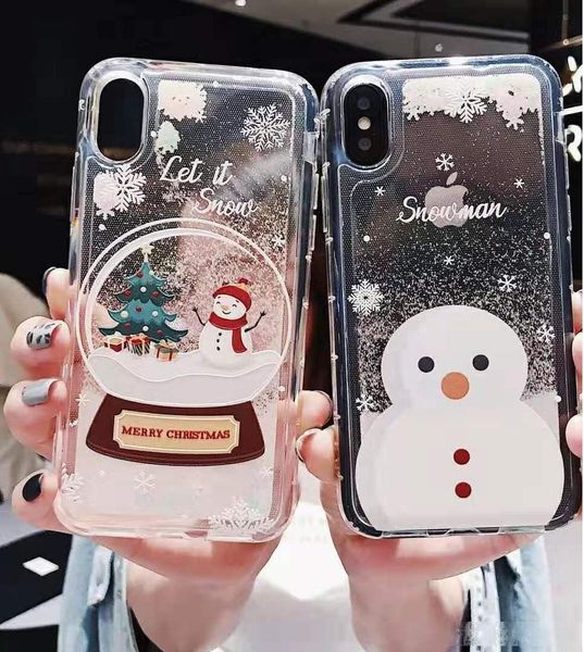 

lovely christmas case for iphone 11 pro 7 8 6 6s plus soft tpu quicksand case for iphone x xr xs max cover new year capinhas