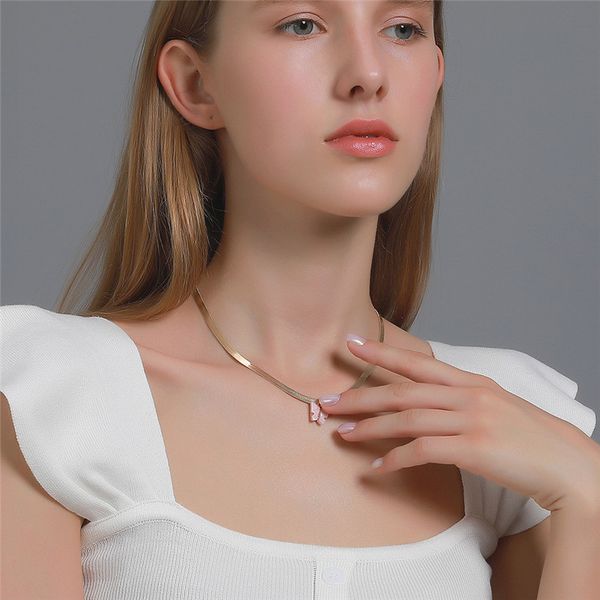 

20pcs / lot красочные бабочки чокеры ожерелье змейки цепи розовый медь ключицы цепи для женщин шеи ювелирных изделий ожерелья аксессуары, Golden;silver