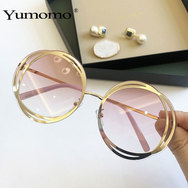 

frame women big round brand size lens mirror oversized luxury glasses designer metal uv400 lady sun sunglasses oculos 2020 vrppt