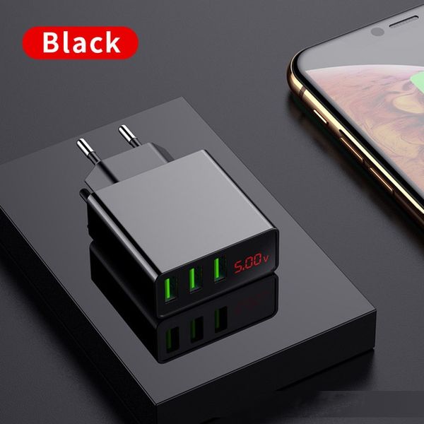 

led display eu 3 port usb charger 3a mobile phone usb charger fast charging wall charger for iphone samsung xiaomi huawei