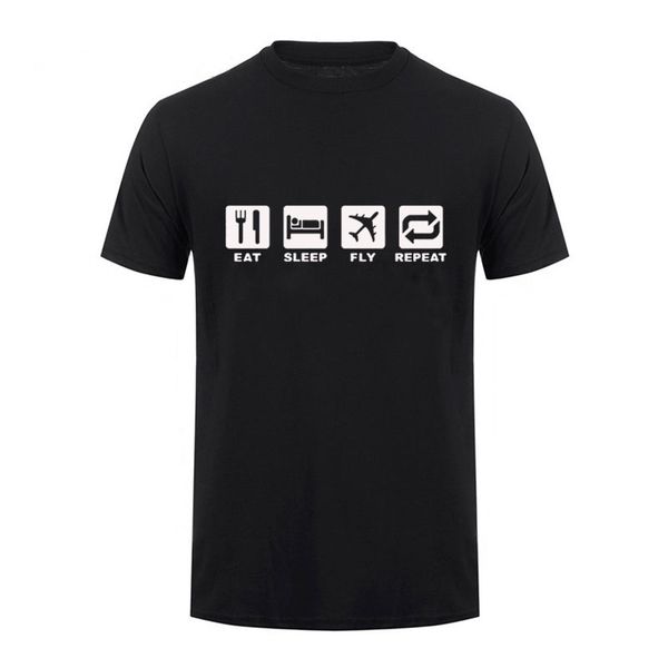 

fashion print pilot aviation flying t shirt eat sleep fly repeat short sleeve funny cotton o neck shirts men tee shirt
