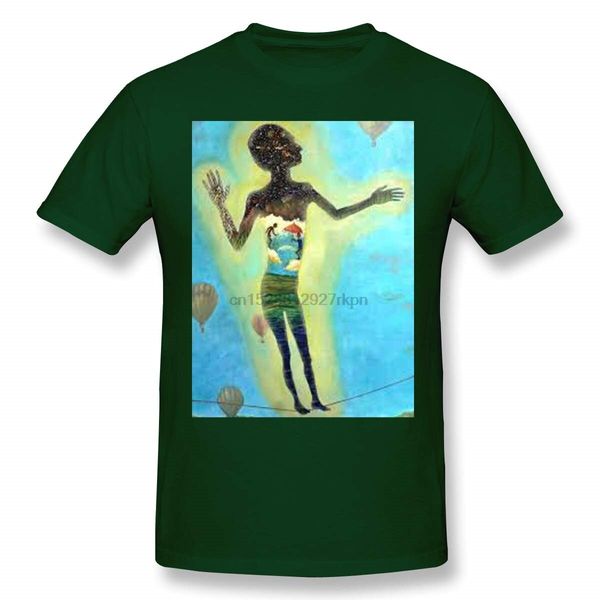 

men's abstract art style fashion t-shirt forest green with short sleeve