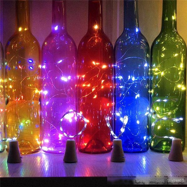 

led solar wine bottle ser copper fairy strip wire outdoor party decoration novelty night lamp diy cork light string