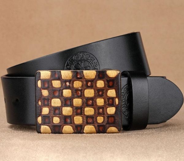 

ta-weo) men genuine leather smooth buckle youth casual pants belts, business pure copper buckle cowhide belt, Black;brown
