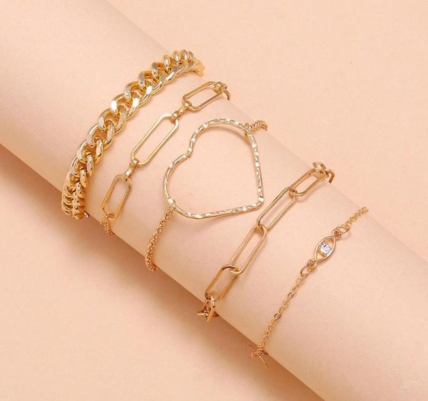 

2020 new fashion multi-layer alloy geometric love set bracelet women s crystal bracelet set combination party003, Black