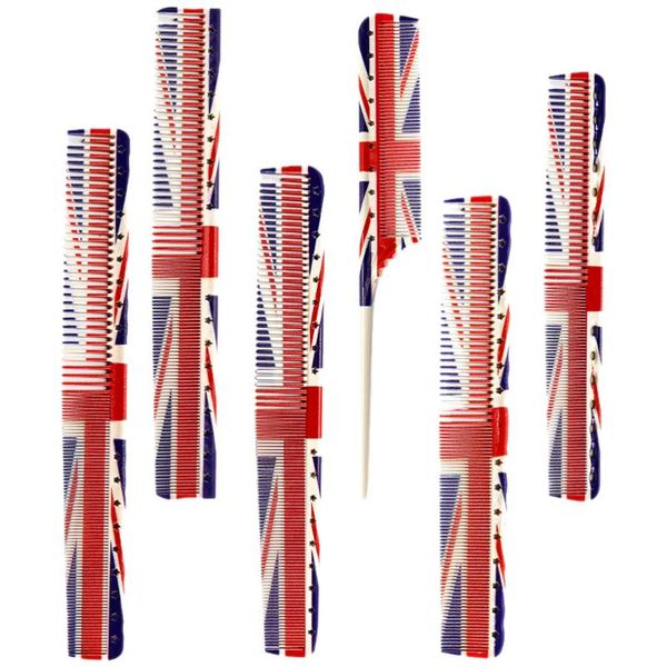 

6 pcs dressing combs professional plastic detangling styling barber combs fine coarse tail comb for salon home