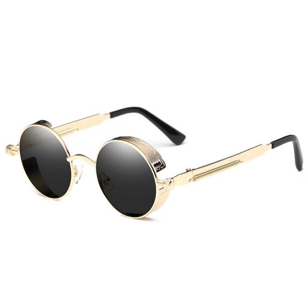 

juli steampunk vintage sunglass fashion round sunglasses women brand designer metal carving sunglasses men 8038, White;black