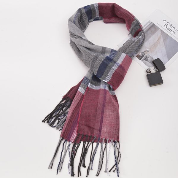 

scarves winter british-style plaid scarf men's faux cashmere warm thick tassled, Blue;gray