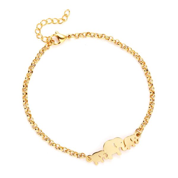 

new three elephant stainless steel bracelet golden bangles gift for man women, Black