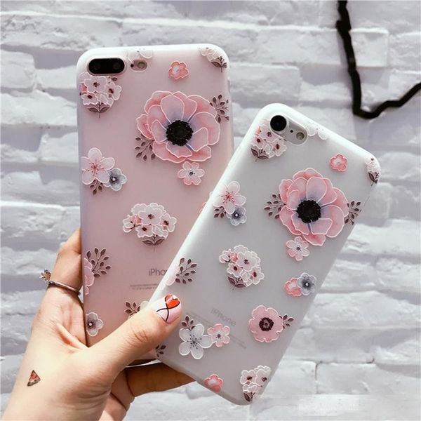 

tina applicable samsung s8 s7 embossed flower mobile phone case shell peony rose all-inclusive frosted protective cover phone case