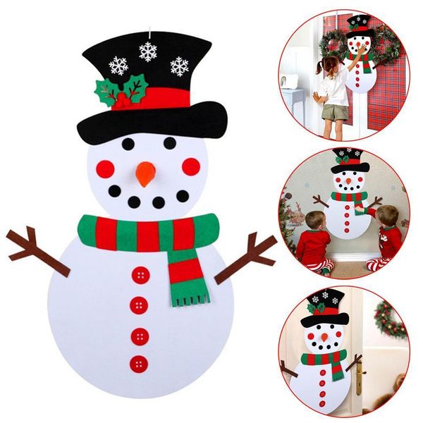 

diy felt christmas tree snowman pendant children new year gifts kids toys artificial tree wall hanging ornaments decoration