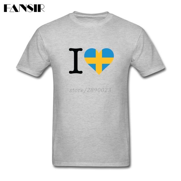 

i love sweden flag pattern men t-shirt cool tee shirt men male short sleeve crewneck cotton xs-3xl clothes for group