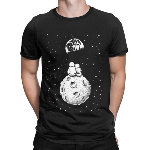 

men's t-shirt astronaut space travel vintage 100% cotton tees short sleeve we used to live there t shirts crew neck clothes