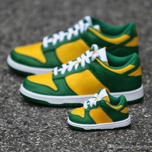 

2020 sb dunks low brazil mens womens running shoes yellow green kids children sports skateboard sneakers trainers chaussures zapatos