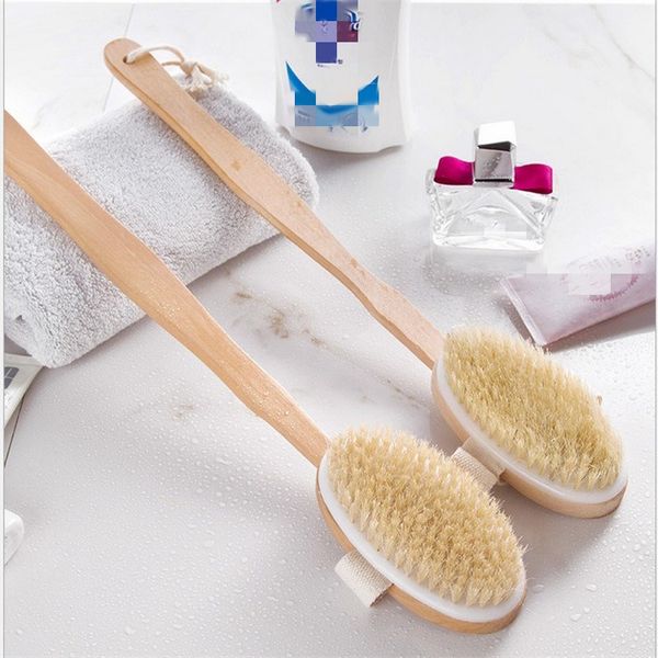 

natural long wooden bristle brush massager bath shower back spa scrubber bath brushes bathroom supplies t2i51474