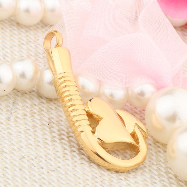 

stainless steel human pet fish hook heart pendant cremation ashes keepsake charms jewelry, Silver