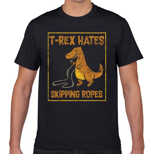 

t shirt men t rex hates skipping ropes casual black geek cotton male tshirt xxxl