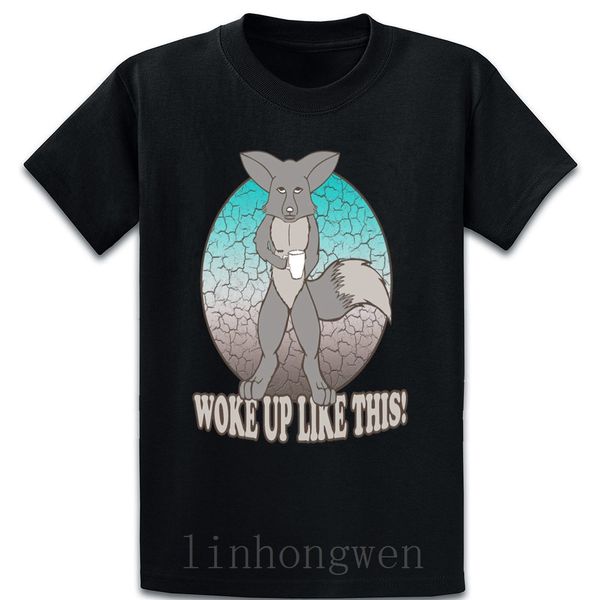 

woke up like this funny saying wolf coffee t shirt euro size over size s-5xl trend graphic homme cotton fashion printed
