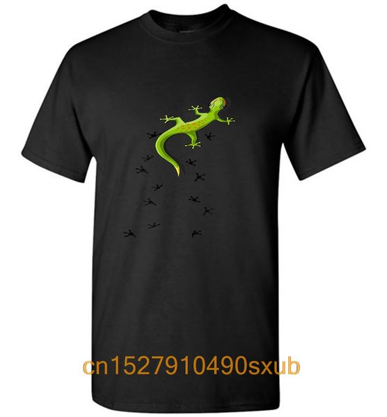

cute lizard reptile with tracks climbing gecko tshirt men t-shirt