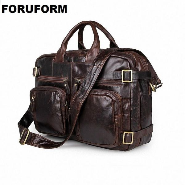 

big large capacity vintage real genuine leather men briefcase messenger bags travel bags for men lapbag li-659