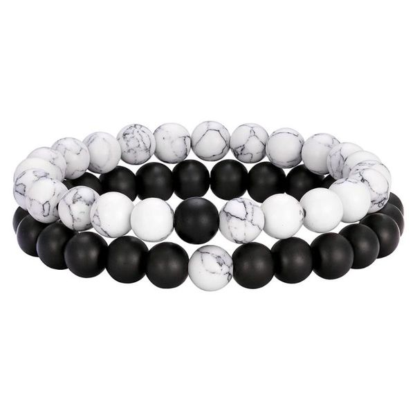 

2pcs / set 9 style distance bracelet for couples natural stone for yoga bracelet with beads men and women gift jewelry with, Black