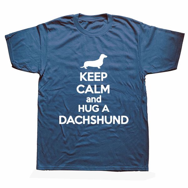 

novelty keep calm dachshund dog t-shirt mens short sleeves oversized streetwear hip hop printed t shirts tees