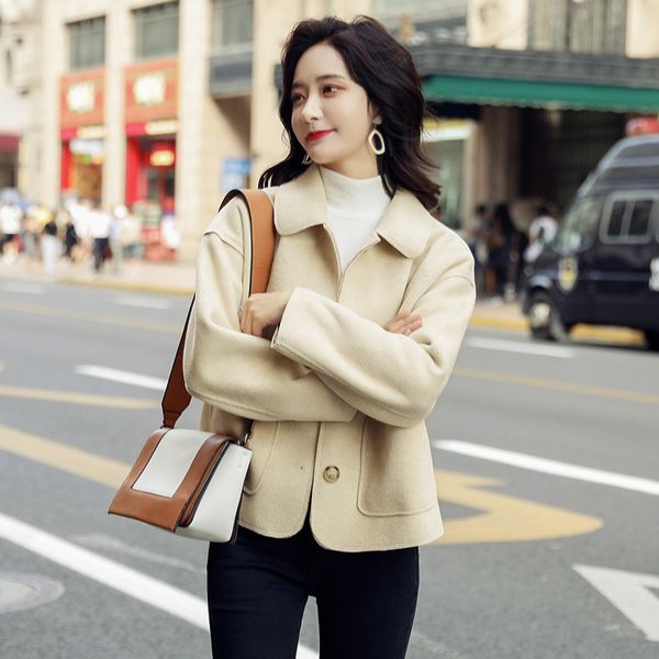 

small fragrance coat female 2020 new spring korean style loose all-match vintage hong kong flavor spring and autumn small short, Black;brown