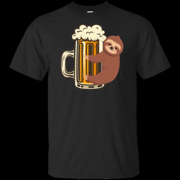 

vintage oktoberfest sloth hugging beer mug pretzel fun short sleeve t-shirt funny design tee shirt