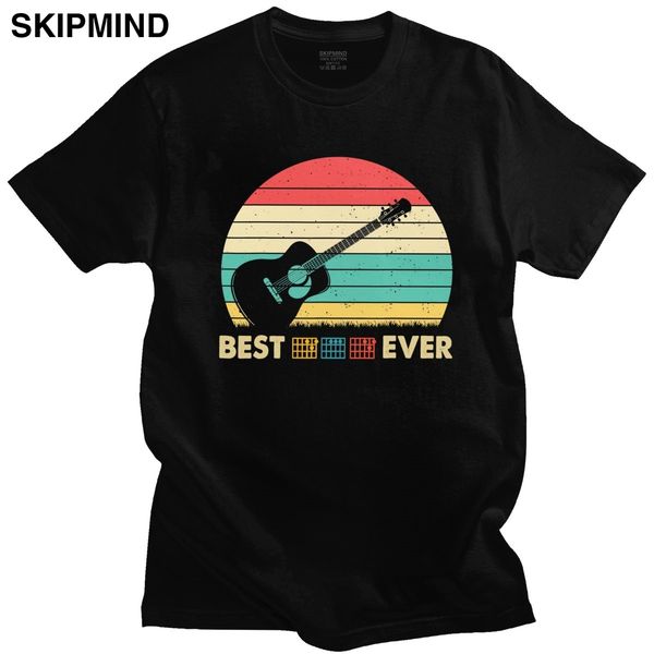 

vintage acoustic guitar dad ever music tshirt men cotton handsome guitarist t-shirt short sleeve fashion musician tee shirt