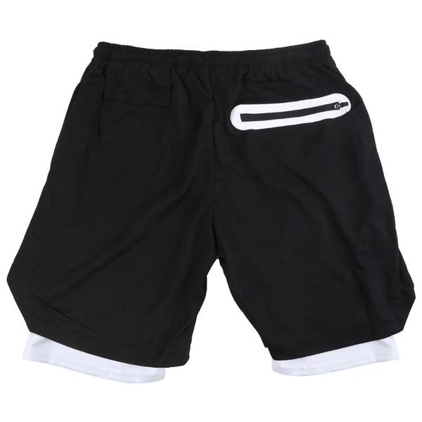 

workout double-deck half pants gym men sports shorts casual clothing for outdoor running jogging training fitness, Black;blue