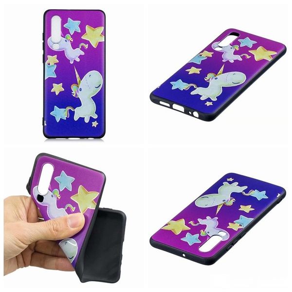 

s10 emboss soft tpu case for huawei p30 pro galaxy s10 plus lite butterfly flower unicorn lion tiger panda cute cartoon marble black skin