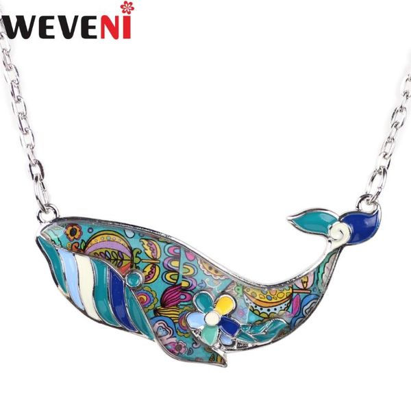 

chokers weveni statement maxi enamel whale choker necklace for women pendants collar fashion girl accessories ocean collection jewelry, Golden;silver