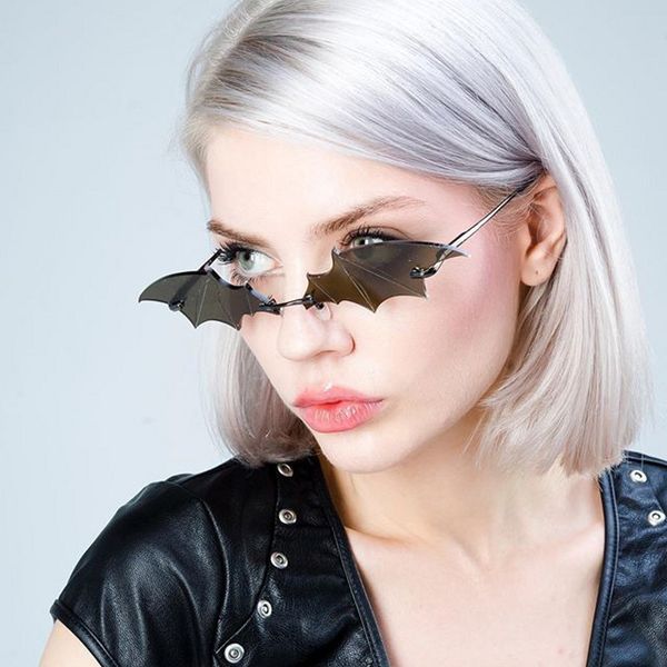 

sunglasses punk gafas bat vintage women retro rimless sun glasses men frameless small eyeglasses female oculos eyewear, White;black
