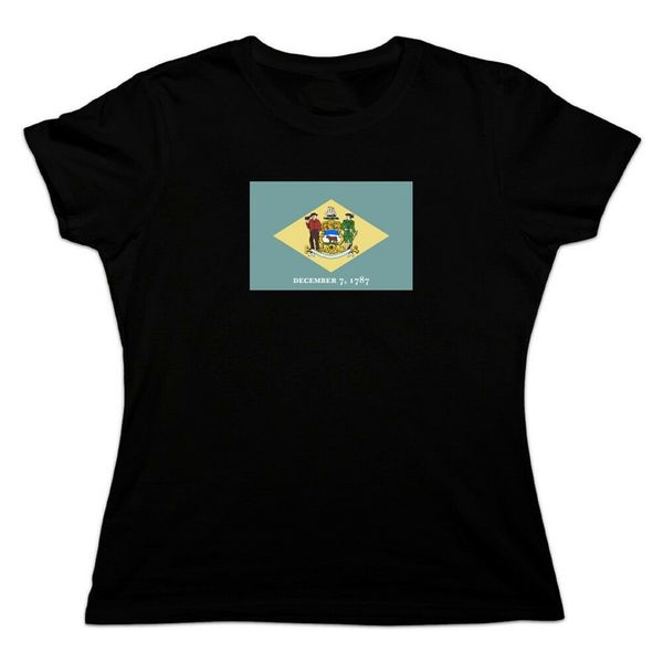 

delaware state flag women's novelty t-shirt street wear fashion tee shirt