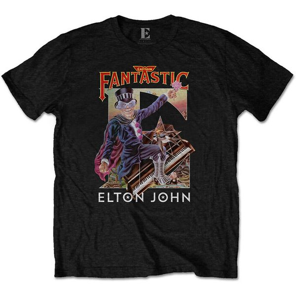 

elton john captain fantastic brown dirt cowboy official tee t-shirt mens print t shirt o-neck short