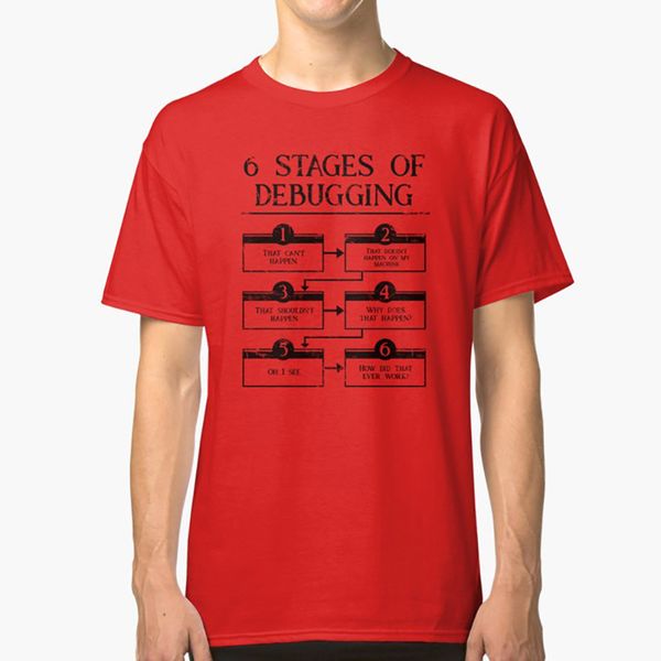 

6 stages of debugging computer programming coding t shirt 6 stages of debugging computer programming