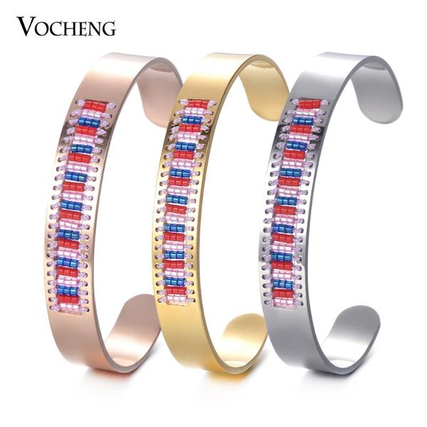 

bangle 10pcs/lot seed bead bohemia for women stainless steel handmade jewelry 3 colors m-004*10, Black