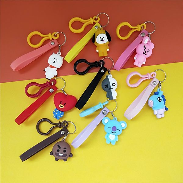 

bangtan korean style cute cartoon animals keychain key ring gift for women girls bag pendant key chains sleutelhanger chavei a1, Silver