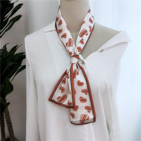 

small twill silk hair scarf for women fashion print neckerchief ribbon scarf long skinny headscarf handle bag scarves for ladies, Blue;gray