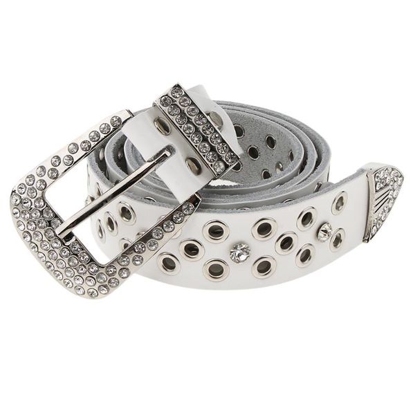 

blingbling cowgirl rhinestone belt grommets pu leather waist belt, Black;brown