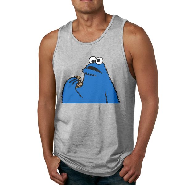 

pure cotton the cookie monster crewneck tank vintage men sleeveless shirt