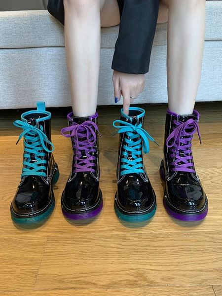 

lady boots обувь пинетки женщина 2020 низкий каблук зимняя обувь сапоги-женщины круглый toe дамы середина теленок rock осень mid теленок, Black