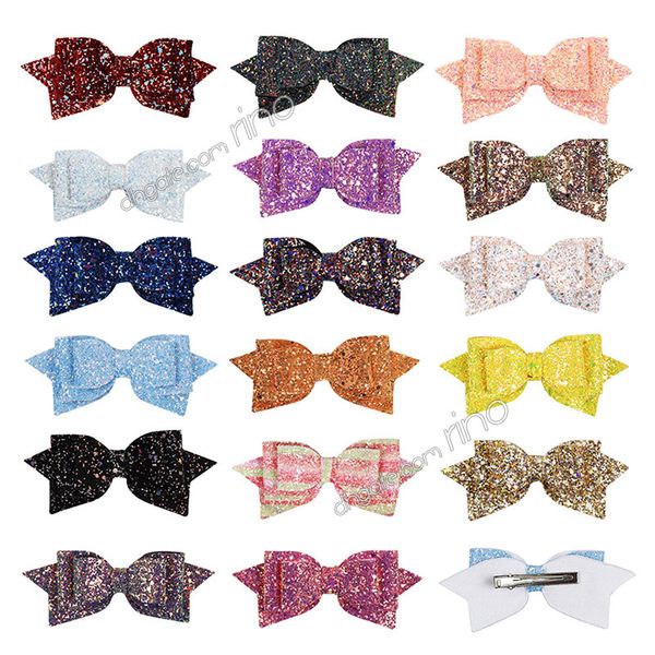 

infant baby girls big glitter shiny sequin bow headbands girls hair clips childrens barrettes kids hair accessories artificial leather headb, Slivery;white